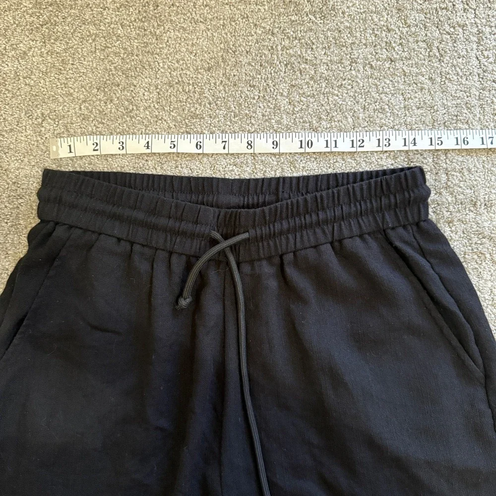 Halara Black Drawstring Pocket Wide Leg Baggy Casual Linen-Feel Pants Medium